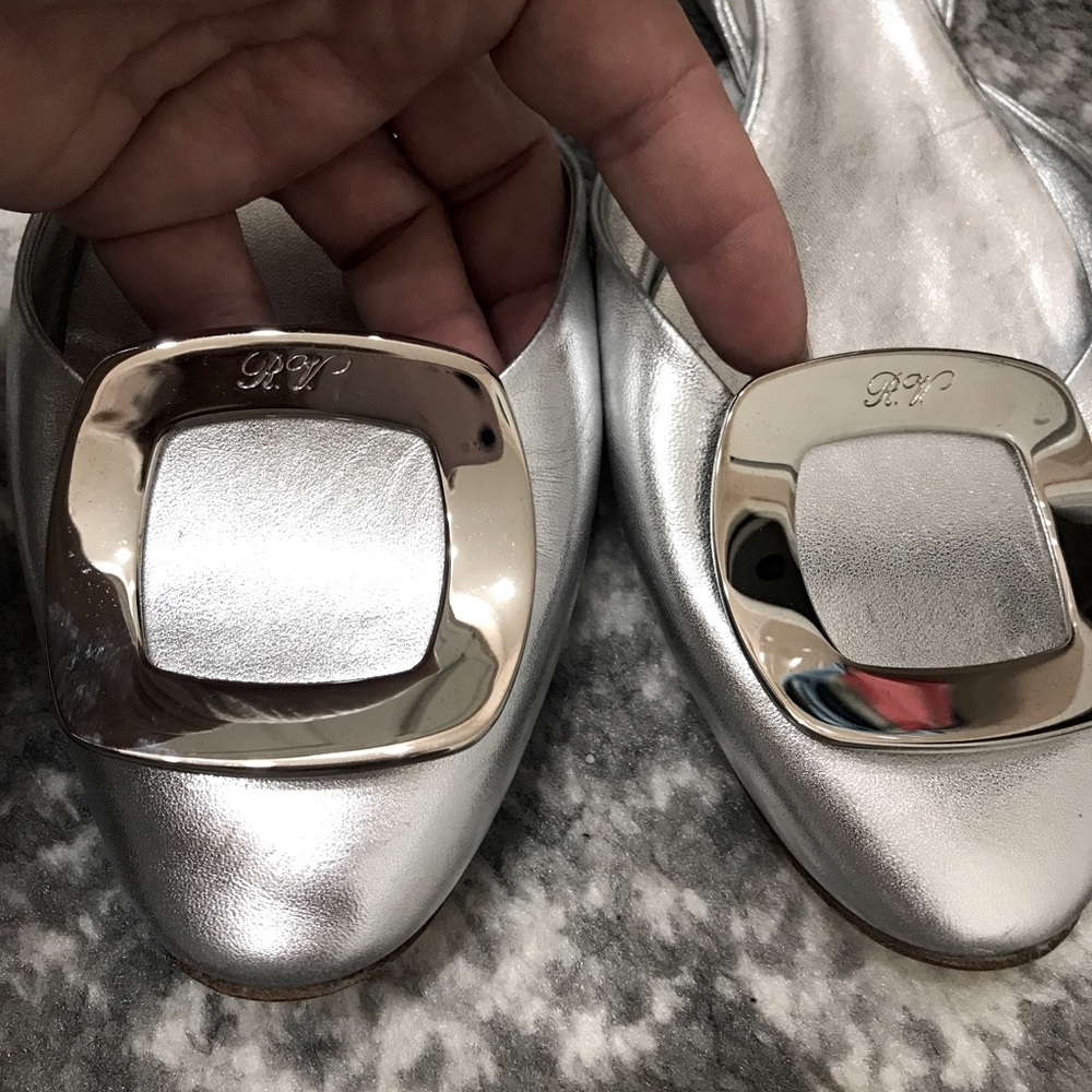 Roger Vivier silver flats-beautiful
